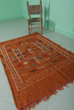 Vibrant Orange Moroccan Rug – 3 FT X 4.6 FT | Handmade Berber Design