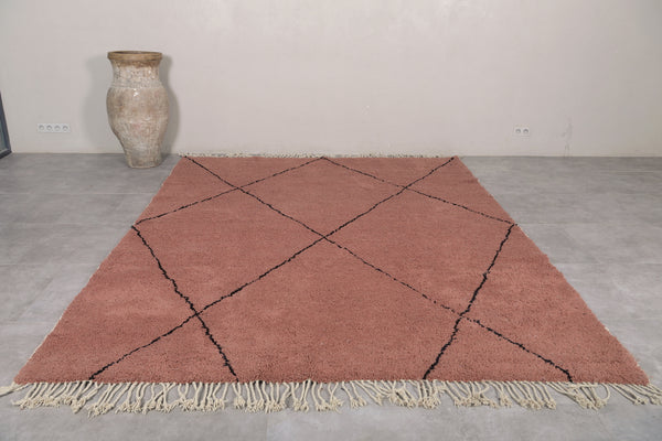 Custom indian red rug with black striped patterns – Handmade