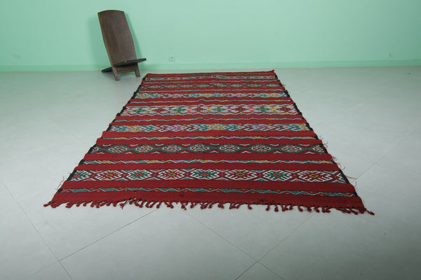 Zemmour Vintage Kilim Rug 5.6 x 9.8 FT – Handwoven Moroccan Wool Carpet