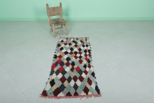 Moroccan Runner Rug – 2.2 x 4.6 FT | Colorful Diamond Pattern