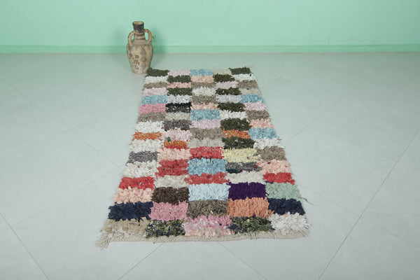 Moroccan colorful handmade boucherouite rug – 3 x 6.5 FT, vibrant patchwork design