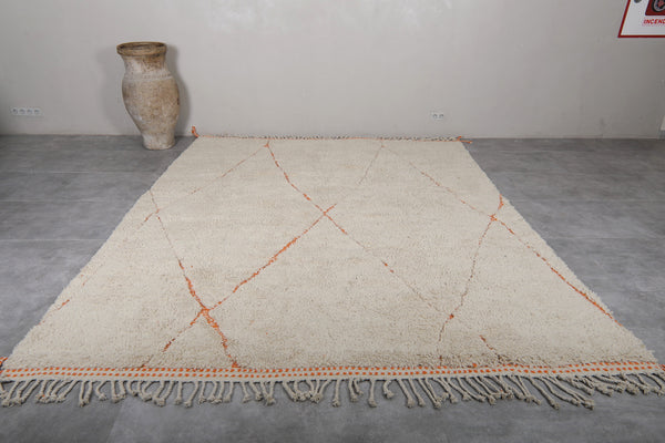 Custom cream Moroccan rug with subtle trellis design