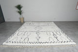 White Handmade Wool Rug 8 X 9 FT Berber Rug