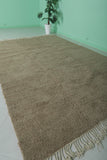 Natural Beige Moroccan Wool Rug - 7.3 x 10.6 ft Handwoven Area Rug