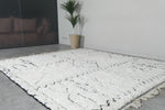 White Handmade Wool Rug 8 X 9 FT Berber Rug