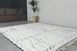 White Handmade Wool Rug 8 X 9 FT Berber Rug