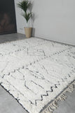 White Handmade Wool Rug 8 X 9 FT Berber Rug