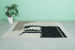 4.5 FT × 6.3 FT Moroccan Beni Ourain Rug – Abstract Black, White & Taupe Wool Rug