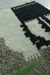 4.5 FT × 6.3 FT Moroccan Beni Ourain Rug – Abstract Black, White & Taupe Wool Rug