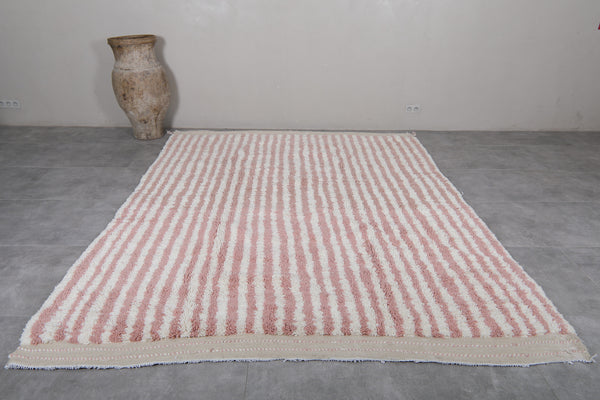 Custom Moroccan rug - White & light pink striped elegance