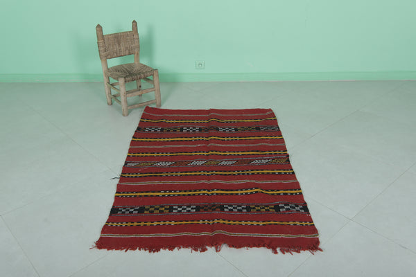 Handwoven kilim 3.2 FT x 4.7 FT – Authentic Moroccan rug