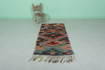 Moroccan Vintage Rug – 2.7 x 5.6 FT | Bold Handwoven Checkered Design