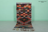 Moroccan Vintage Rug – 2.7 x 5.6 FT | Bold Handwoven Checkered Design