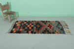 Moroccan Vintage Rug – 2.7 x 5.6 FT | Bold Handwoven Checkered Design