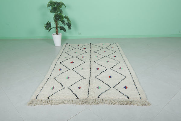 Handmade Moroccan rug 4.8 FT x 8 FT | Unique diamond design with colorful accents