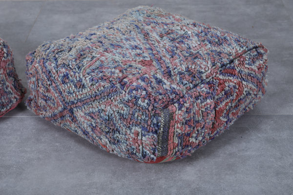 Two Moroccan Vintage Ottoman Poufs | Handwoven with Tribal Geometric Patterns