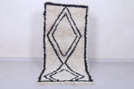 2.3 X 5.8 Feet Moroccan Rug - Cream Berber Rug with Bold Black Diamond Design