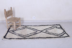 2.3 X 5.8 Feet Moroccan Rug - Cream Berber Rug with Bold Black Diamond Design