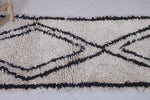 2.3 X 5.8 Feet Moroccan Rug - Cream Berber Rug with Bold Black Diamond Design