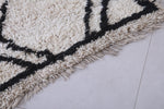 2.3 X 5.8 Feet Moroccan Rug - Cream Berber Rug with Bold Black Diamond Design