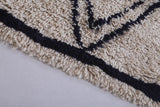 2.3 X 5.8 Feet Moroccan Rug - Cream Berber Rug with Bold Black Diamond Design