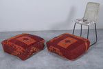 Two Moroccan vintage ottoman pouf