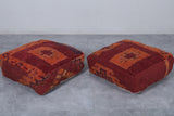 Two Moroccan vintage ottoman pouf