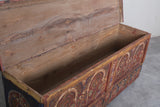 Vintage Moroccan chest  H 22  inches x W 51.5 inches x D 13.7 inches