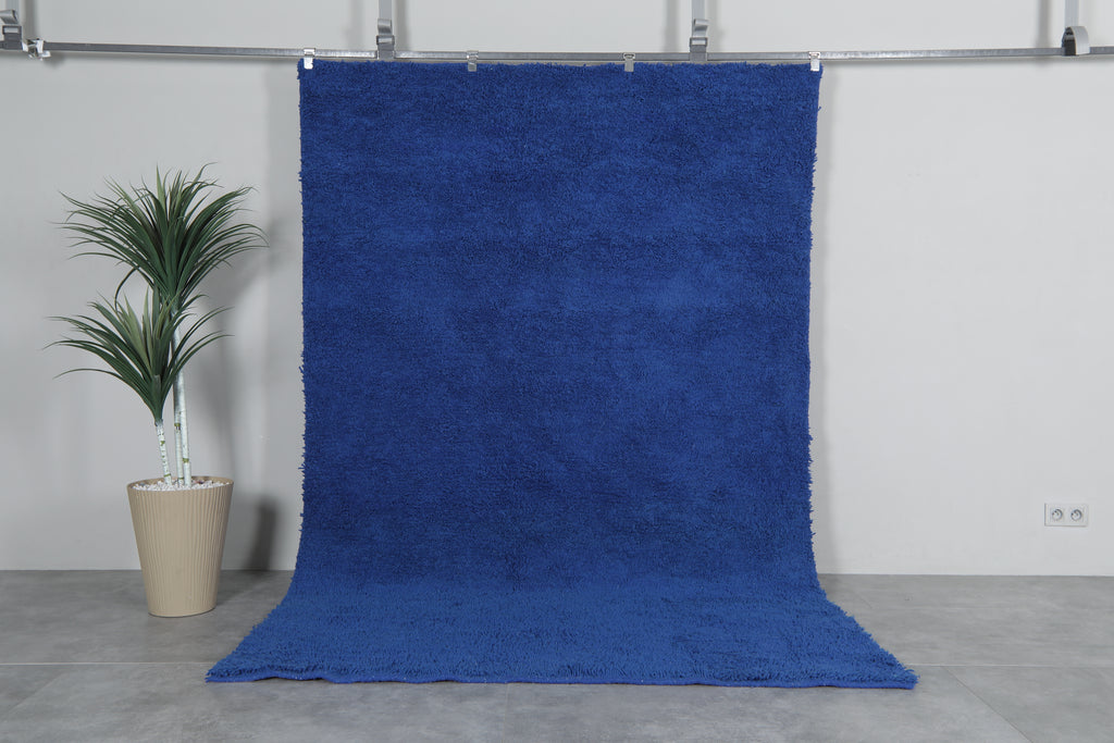 Handwoven Moroccan rug - Simple custom rug - Bleu wool rug