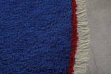 Handmade Round Blue Rug with Fringe - Moroccan Berber Carpet