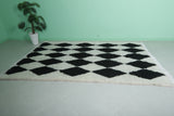 Handmade Moroccan Beni Ourain Rug – 6.2 x 9.1 ft | Black & White Diamond Design