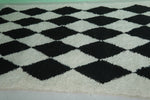 Handmade Moroccan Beni Ourain Rug – 6.2 x 9.1 ft | Black & White Diamond Design