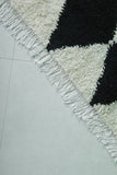 Handmade Moroccan Beni Ourain Rug – 6.2 x 9.1 ft | Black & White Diamond Design