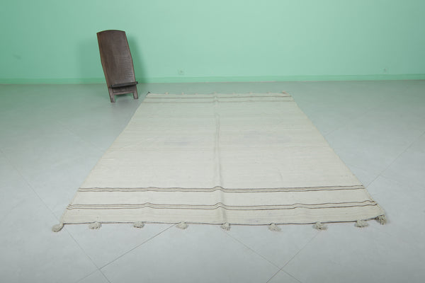 Beige flat-woven berber Moroccan rug | Handcrafted elegance - 6.2 FT X 8.6 FT