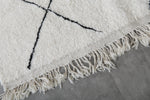 5 x 7.8 FT Moroccan Rug – Classic White with Black Diamond Pattern