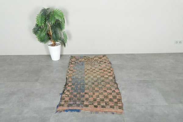 Vintage Moroccan checkered runner rug - 2.5 ft x 5.5 ft