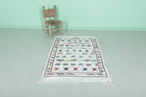 Handwoven Berber Moroccan Flat Rug – 3.2 x 4.9 ft | Geometric Artisan Decor