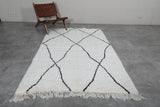 5 x 7.9 FT Moroccan Rug – Ivory with Bold Black Diamond Pattern