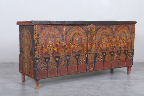 Vintage Moroccan chest  H 25.5  inches x W 53.5 inches x D 15.3 inches
