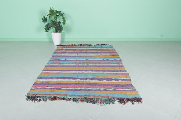 Colorful flatwoven berber Moroccan rug - 4.5 FT X 6.7 FT