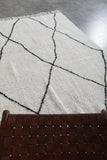 5 x 7.9 FT Moroccan Rug – Ivory with Bold Black Diamond Pattern