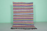 Colorful Flatwoven Berber Moroccan Rug - 4.5 FT X 6.7 FT