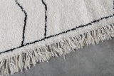 5.3 x 8 FT Moroccan Wool Rug - Modern Cream & Black Abstract Line Design