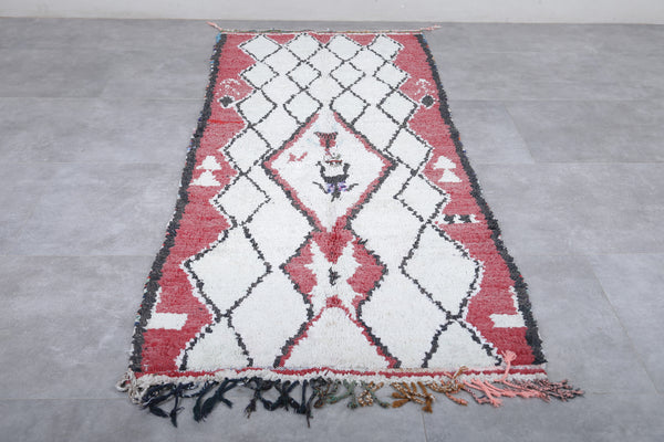 Handmade Moroccan boucherouite entryway carpet - 3.5 FT X 8.6 FT | Unique berber rug