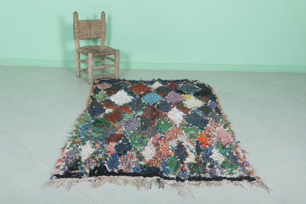 3.4 FT x 5.2 FT colorful Moroccan boucherouite handmade rug – Unique patchwork style