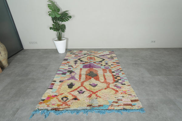 Multicolor & geometric Moroccan wool rug - 4.9 ft x 7.4 ft