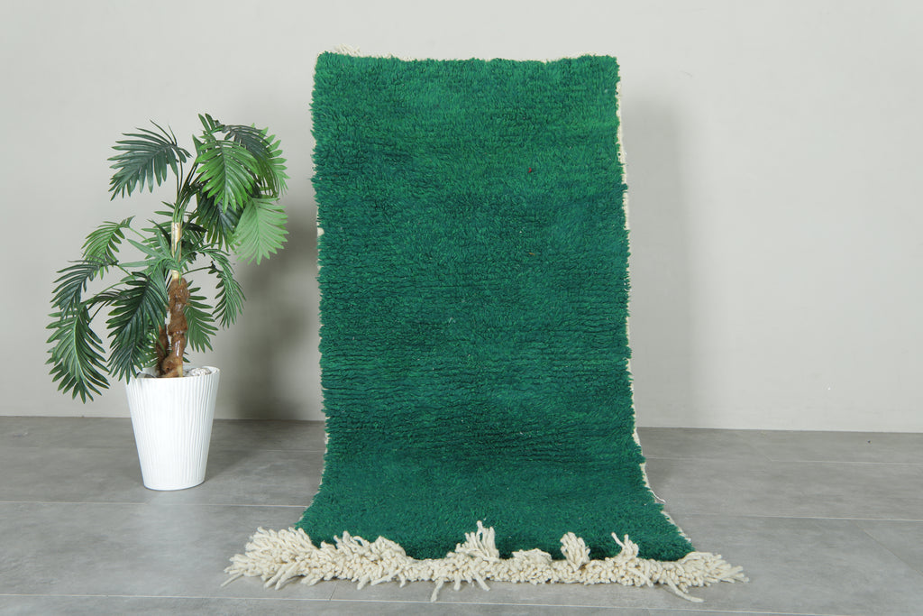 Green Moroccan beni ourain rug - 2.9 ft x 5.9 ft