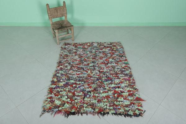 Handmade Boucherouite Berber Rug – Vibrant Moroccan Carpet 3.6 FT x 4.7 FT