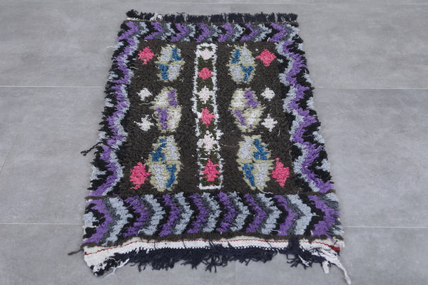 Vintage colorful Moroccan berber rug | 1.9 FT × 3.7 FT
