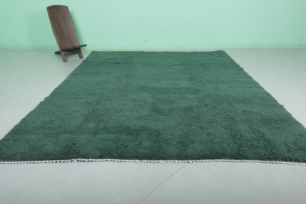 8 x 9.8 ft Moroccan beni ourain rug - Deep green wool with minimalist charm